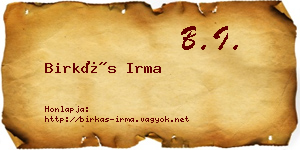 Birkás Irma névjegykártya